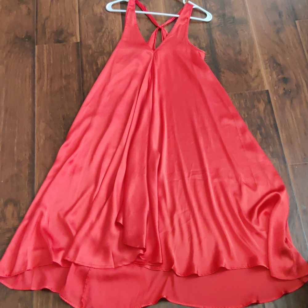 Orange Satin Tank Dress